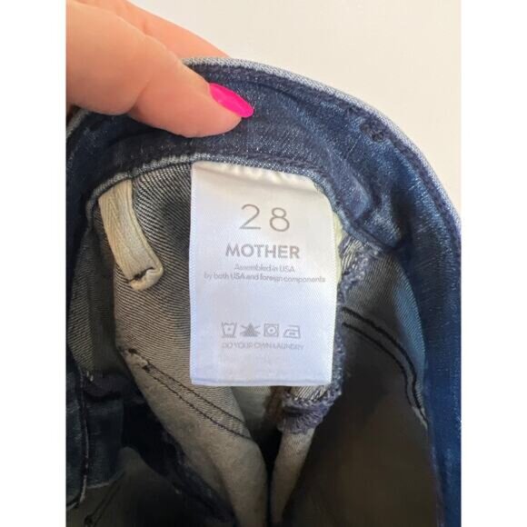 NEW Mother Hustler Patch Pocket Ankle Fray Out for the Evening Blue Jean Size:28 - Picture 6 of 8
